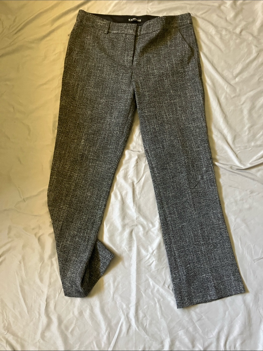Express Straight Leg Women's Pants in Gray Textured Weave